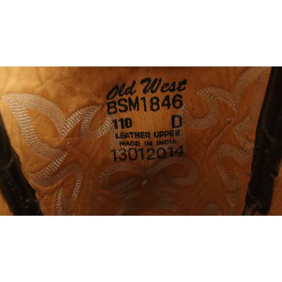 Old West Brown Leather Western Boots Mens 11 Square Toe Embroidered Cowboy main image 7